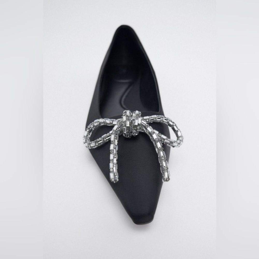 Zara Ballet Flats Decorated With Bow Black Balletcore 38 EUR 7.5 USA 7 1/2 - Picture 6 of 8